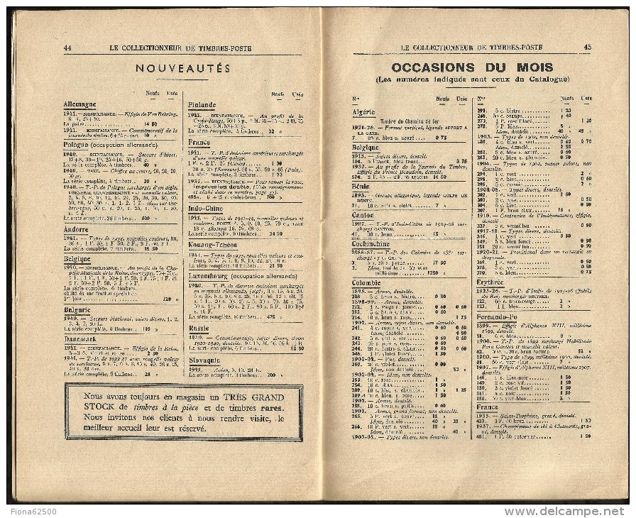 CATALOGUE . ARTHUR MAURY .  LE COLLECTIONNEUR DE TIMBRES - POSTE . N°  639 . 25 FEVRIER1941 .