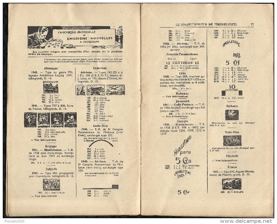 CATALOGUE . ARTHUR MAURY .  LE COLLECTIONNEUR DE TIMBRES - POSTE . N°  641 . 25 AVRIL 1941 . - Covers & Documents