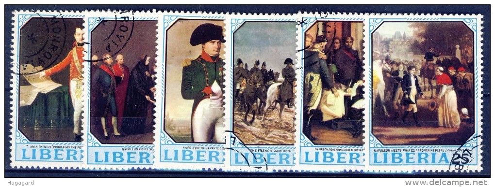 +G1377. Liberia 1970. Paintings. Napoléon I. Michel 753-58. Cancelled(o) - Liberia