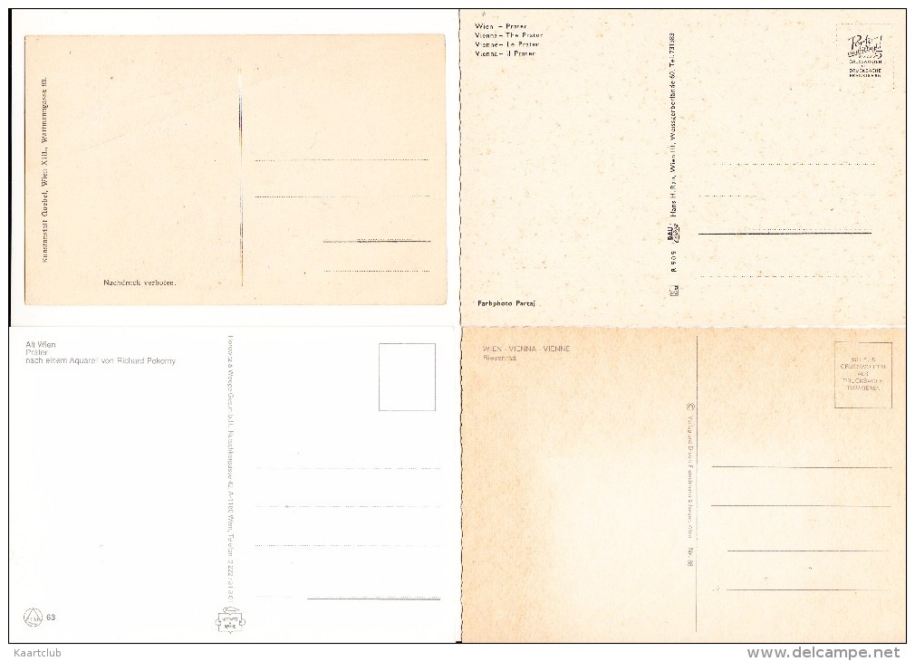 4 POSTCARDS: RIESENRAD - PRATER  - Wien - Österreich/Austria - Prater