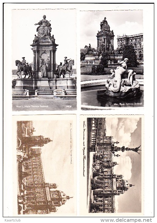 4 POSTCARDS: Maria-Theresia Denkmal, Staatsmuseum  - Wien - Österreich/Austria - Museen