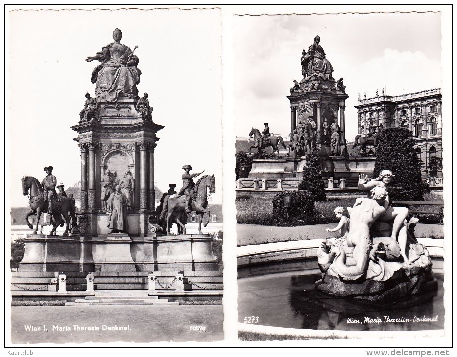 4 POSTCARDS: Maria-Theresia Denkmal, Staatsmuseum  - Wien - Österreich/Austria - Museen