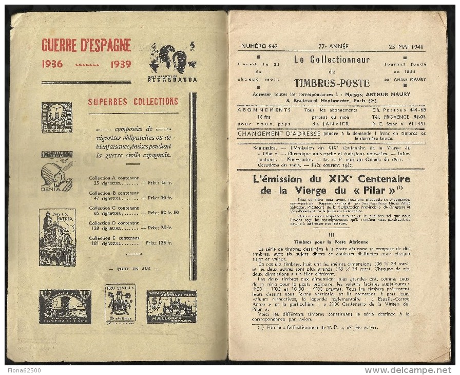 CATALOGUE . ARTHUR MAURY .  LE COLLECTIONNEUR DE TIMBRES - POSTE . N°  649 . 25 DECEMBRE 1941 . - Covers & Documents
