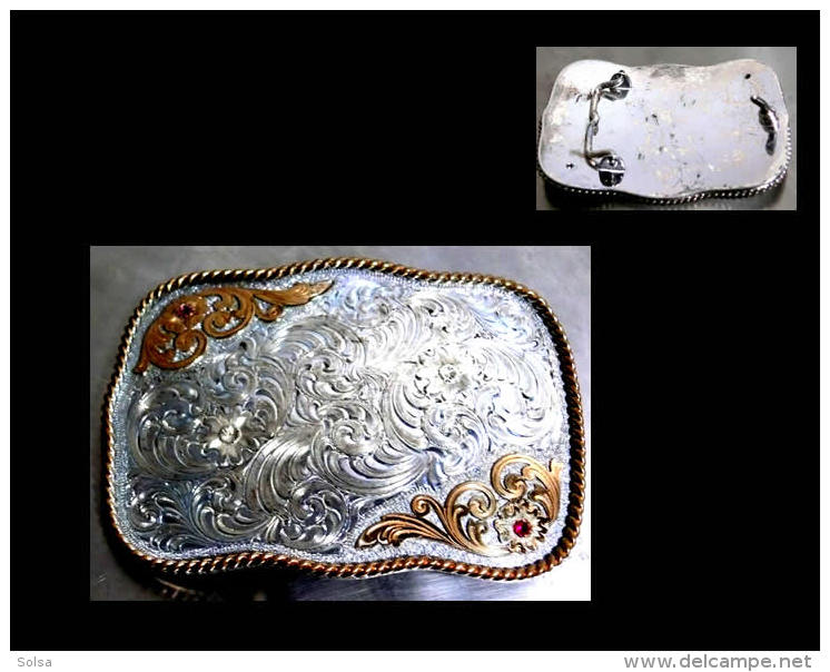 Boucle De Ceinture Américaine US Country Plaqué Argent / American Montana Platted Silver Belt Buckle Cowboy - Volksschmuck