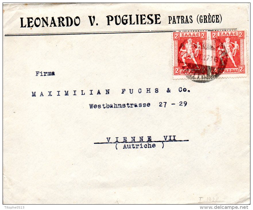 GRECE. N°198F Sur Enveloppe Ayant Circulé En 1927. Hermès. - Covers & Documents