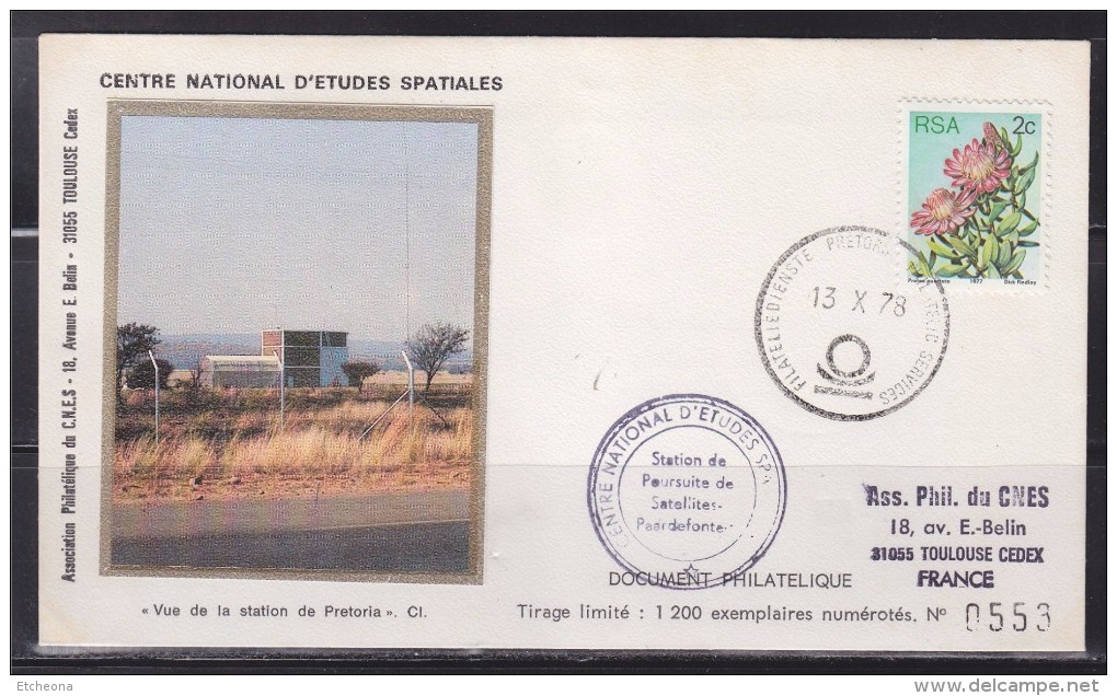 = Centre National D'Etudes Spatiales Vue De La Station De Prétoria 13.10.78 Timbre Afrique Du Sud - Africa