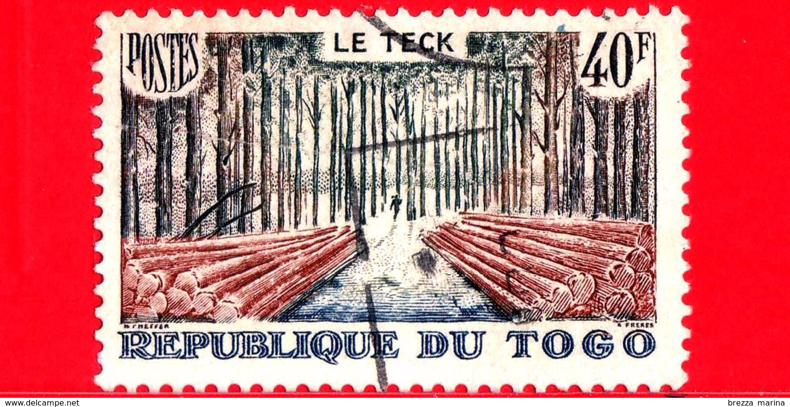 TOGO - Usato - 1957 - Foreste - Legno - Tronchi - Teakwood - Le Teck - 40 - Gebraucht