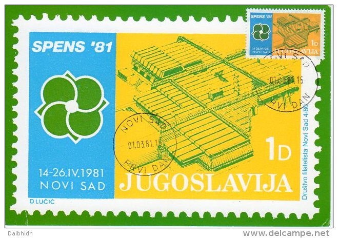 YUGOSLAVIA 1981 SPENS '81 Table Tennis Tournament Tax Stamp On Maximum Card - Maximumkaarten