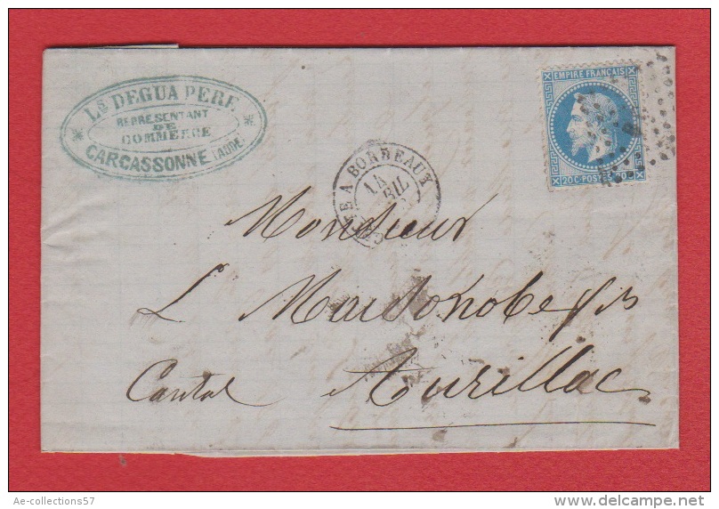 Lettre //   De Carcassonne  //   Pour Aurillac  //  14 Avril   1865 // - 1849-1876: Classic Period