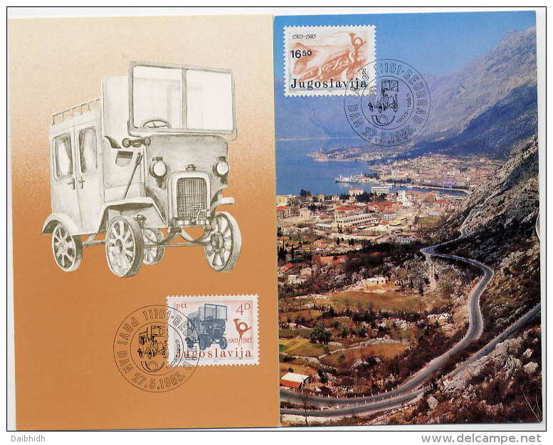 YUGOSLAVIA 1983 Postal Transport  On 2 Maximum Cards.  Michel 1989-90 - Cartes-maximum