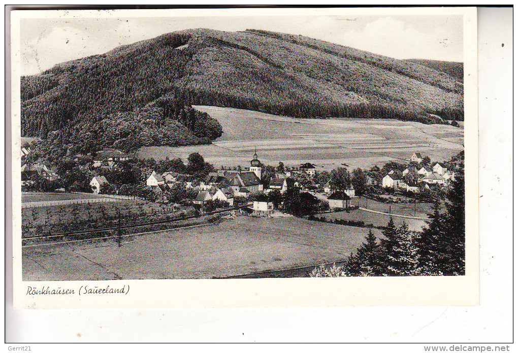 5950 FINNENTROP - RÖNKHAUSEN, Ortsansicht, 1955, Bahnpost - Olpe