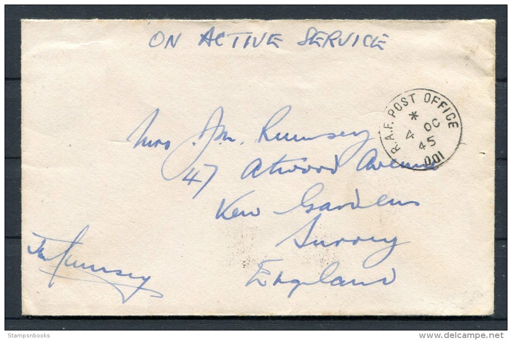 1945 Iceland RAF Post Office 001 Fieldpost Cover -  Kew, Surrey, England - Cartas & Documentos