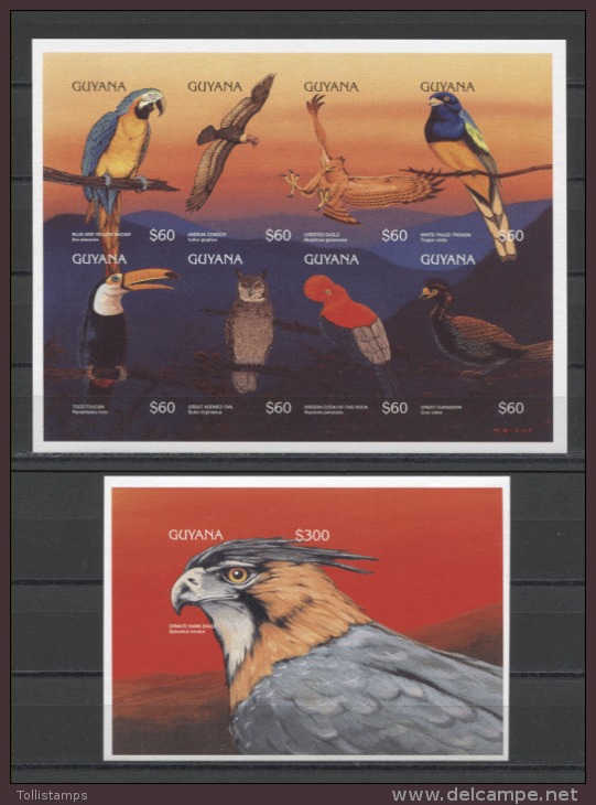 Guyana Birds Owls Eagle Parrots Oiseaux Pájaros Vögel  1996 Imp. MNH - Uilen