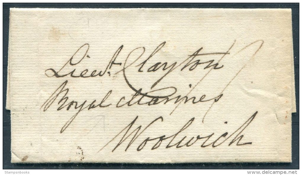 1823 GB Plymouth - Lieutenant Clayton, Royal Marines, Woolwich, London - ...-1840 Prephilately