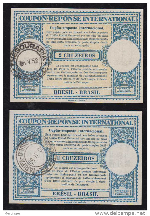 Brazil Brasil 1948 2x IRC Reply Coupon 2CR (issued 1948) 2 Sizes - Postal Stationery