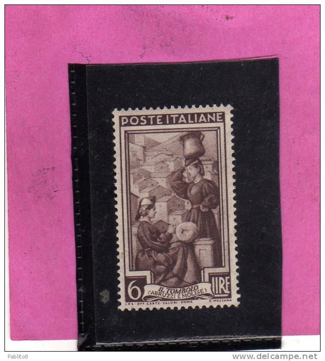 ITALIA REPUBBLICA ITALY REPUBLIC 1950 1951 AL LAVORO LABOUR LIRE 6 FILIGRANA RUOTA MNH - 1946-60: Neufs