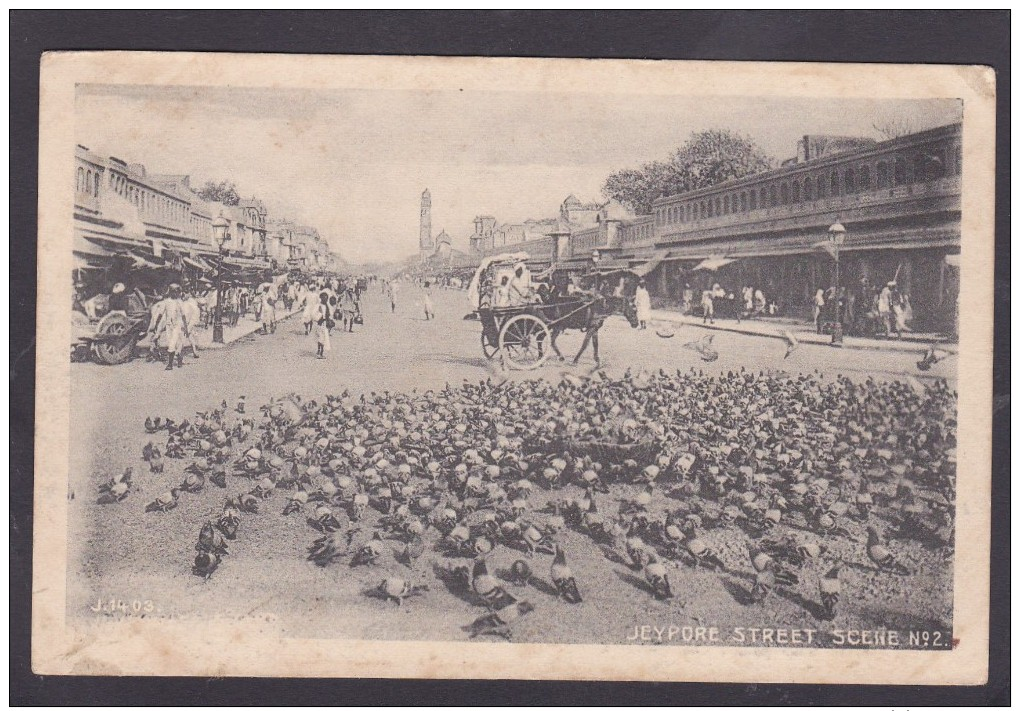 Antique Card, Street Scene,Jeypore, Jaipur, Rajasthan, India K3. - India