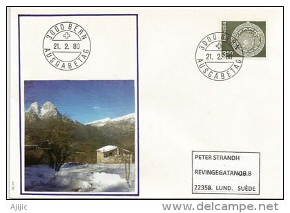 SUISSE. Timbre Cadran Astronomique De La Tour De L'Horloge à Berne,sur  Lettre FDC 1980 Adressée En Suède - Astronomy