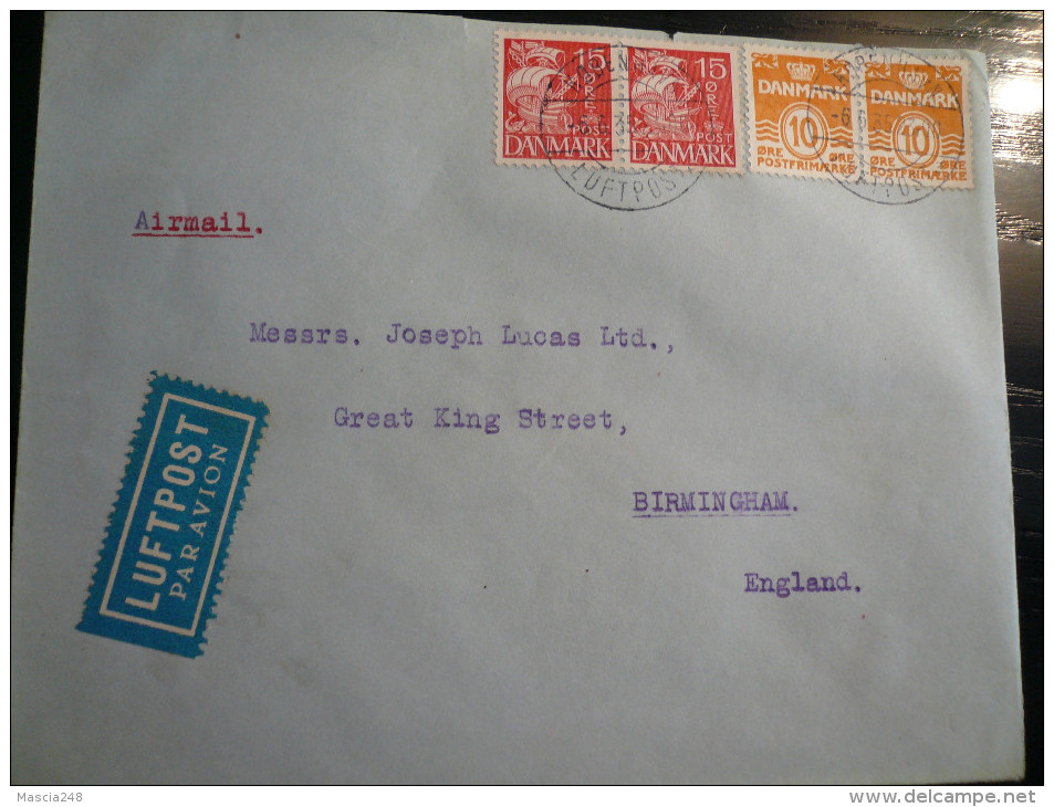 DANMARK  Air Letter 6.6.1935 To UK - - FDC