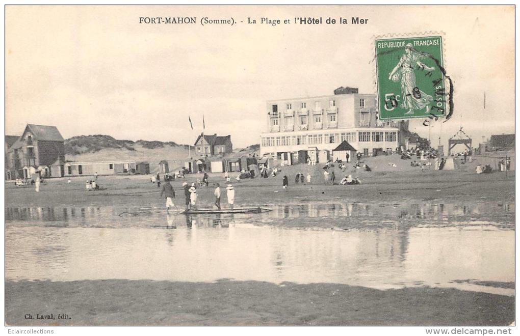 Fort Mahon     80       La Plage Et L'Hôtel De La Mer - Fort Mahon