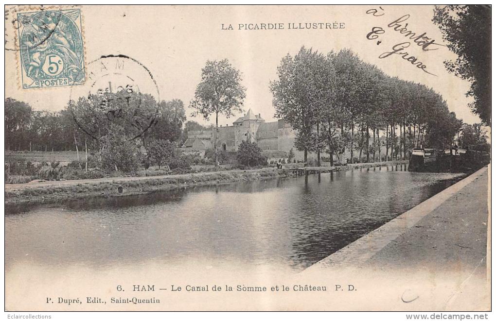 Ham     80         Le Canal De La Somme Et Le Château - Ham