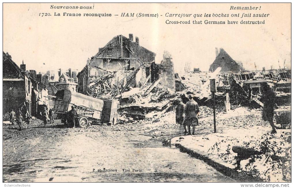 Ham     80         Guerre 14/18.   Ruines D'un Carrefour - Ham