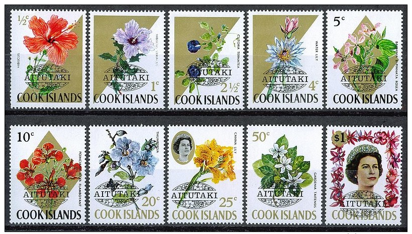 B007 FLORA BLOEMEN FLOWERS FLEURS BLUMEN PLANTEN PLANTS AITUTAKI COOK ISLANDS OVERPRINT 1972 PF/MNH - Autres & Non Classés