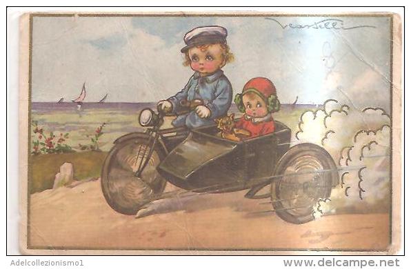 75022) Cartolina  Dell' Illustratore Castelli -bambini Sul Sidecar-nuova - Castelli