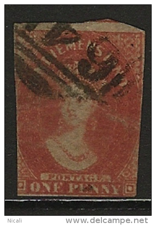 TASMANIA 1856 1d Red QV Imperf SG 19 U NV12 - Usados