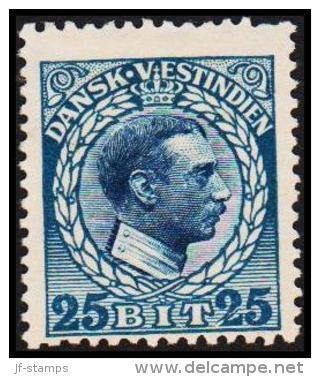 1915-1916. Chr. X. 25 Bit Blue/blue. Variety. (Michel: 53) - JF128311 - Danish West Indies