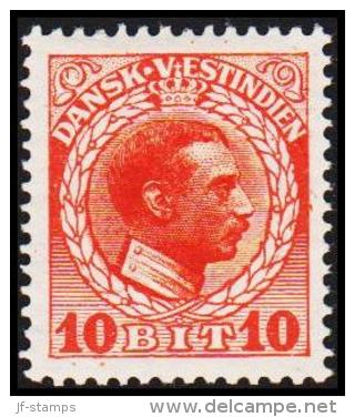 1915-1916. Chr. X. 10 Bit Red. Variety. (Michel: 50) - JF128292 - Danish West Indies