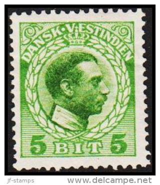 1915-1916. Chr. X. 5 Bit Green. Variety. (Michel: 49) - JF128288 - Danish West Indies