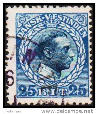 1915-1916. Chr. X. 25 Bit Blue/blue. Variety. (Michel: 53) - JF128313 - Deens West-Indië