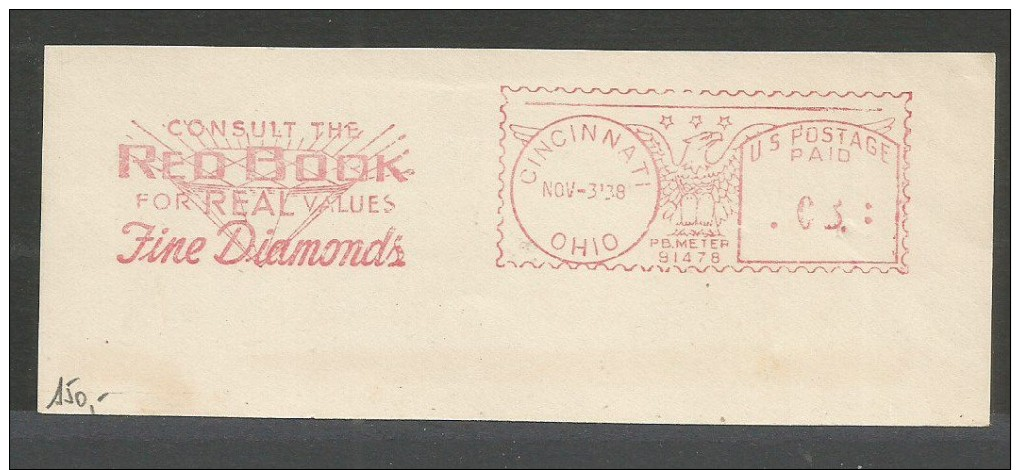 U.S. POSTAGE  - Consult The RED BOOK - For Real Values  Fine Diamonds - Cincinnati - Ohio - 1938 - Lettres & Documents