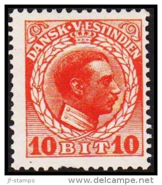 1915-1916. Chr. X. 10 Bit Red. Variety. (Michel: 50) - JF128294 - Danish West Indies