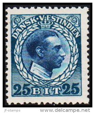 1915-1916. Chr. X. 25 Bit Blue/blue. 3rd Print. (Michel: 53) - JF128309 - Deens West-Indië