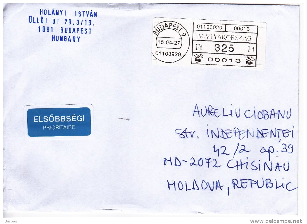 Hungary , 2015  , Used Cover , Postal History - Lettere