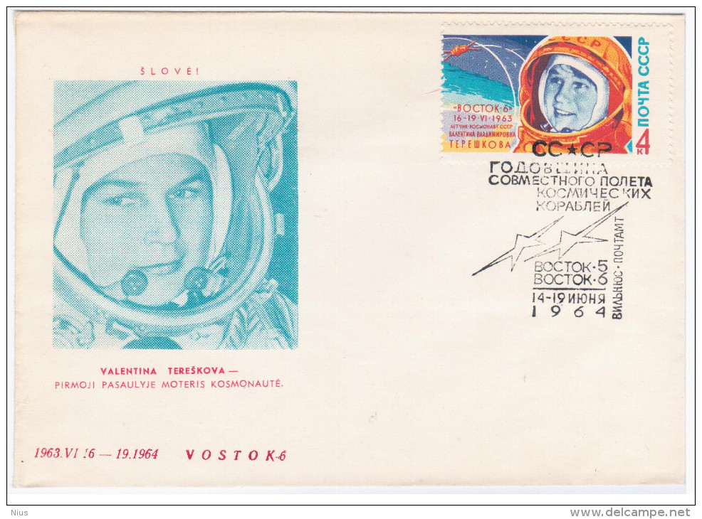 Lithuania USSR 1952, Canceled In Vilnius 1964, V.Tereshkova, Cosmonaut Cosmonauts Cosmos Space, Circulation 1000 - Litouwen