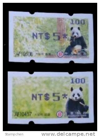 2010 Giant Panda Bear ATM Frama Stamps-- NT$5 Blue Imprint- Bamboo Bears WWF - Used Stamps