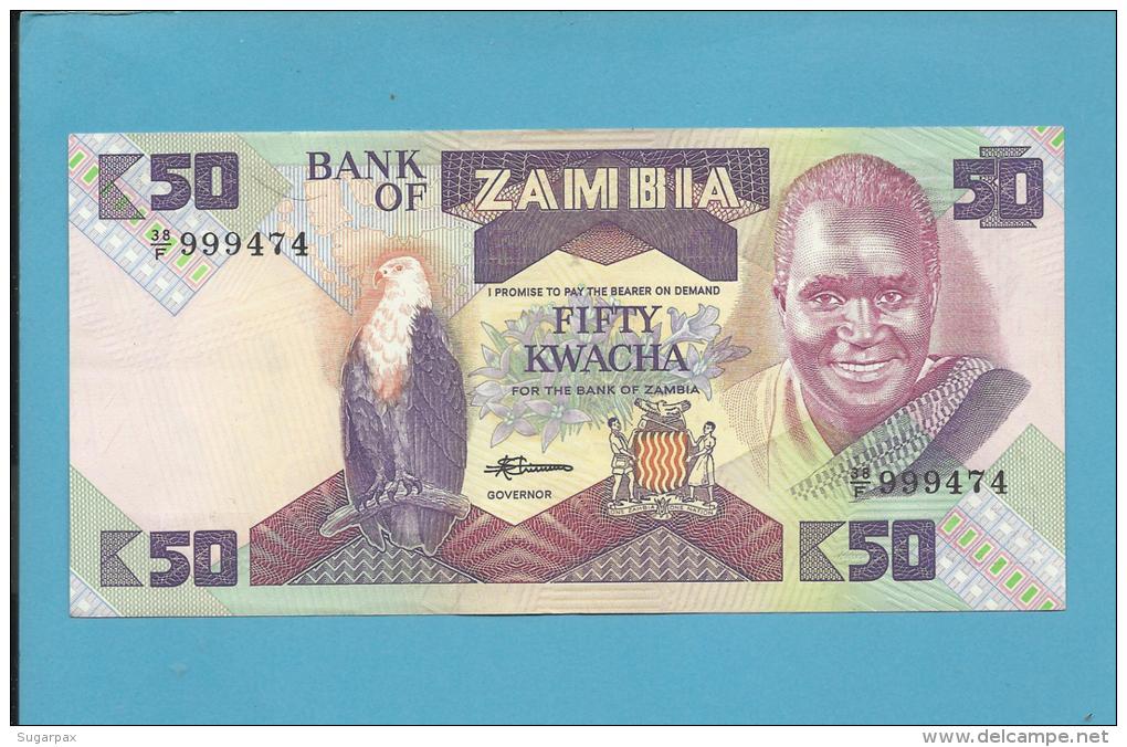 ZAMBIA - 50 KWACHA - ND ( 1986 - 88 ) - Pick 28 - Sign. 7 - UNC. - President K. KAUNDA - 2 Scans - Zambia