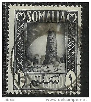 SOMALIA AFIS 1950 AFRICAN SUBJECTS SOGGETTI AFRICANI FARO MINARA 1 C SUJETS AFRICAINS USATO USED OBLITERE' - Somalia (AFIS)