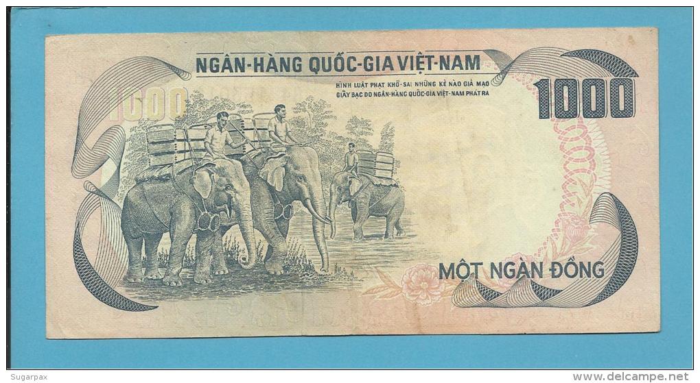 VIET NAM SOUTH - 1000 DONG - ND ( 1972 ) - P 34 - Back ROSE - Série G4 - Palace Of Independence / 3 Elephants - VIETNAM - Vietnam