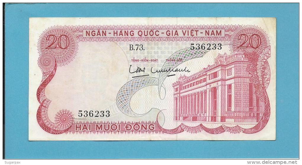 VIET NAM SOUTH - 20 DONG - ND ( 1969 ) - P 24 - Série B.73. - BANK Building - VIETNAM - 2 Scans - Vietnam