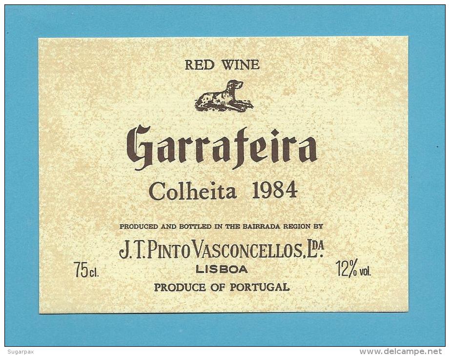 GARRAFEIRA - Colheita 1984 - J. T. Pinto Vasconcellos - RÓTULO De VINHO TINTO  75 Cl.  RED WINE LABEL  PORTUGAL - Rouges
