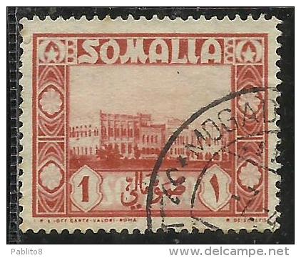 SOMALIA AFIS 1950 AFRICAN SUBJECTS SOGGETTI AFRICANI PALAZZO DEL GOVERNO MOGADISCIO SOMALI 1s USATO USED OBLITERE' - Somalia (AFIS)