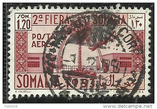 SOMALIA AFIS 1953 II SECONDA 2 FIERA DELLA SOMALIA 2th FAIR POSTA AEREA 1,20 USATO USED OBLITERE´ - Somalia (AFIS)