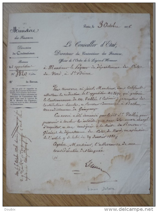 Baron Jean Marie DELAIRE (1781-1861) Mari Joséphine De Cambacérès - PDT Cour Des Comptes  - AUTOGRAPHE. - Autres & Non Classés