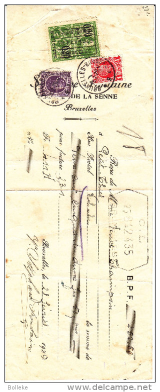 Perforés - Belgique - Quittance De 1929 - Timbres Houyoux Perforés - Document Stépfane Fontaine - Blit Bruxelles - Perforiert/Gezähnt