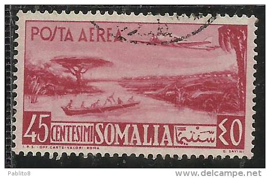 SOMALIA AFIS 1950 - 1951 POSTA AEREA AIR MAIL VEDUTA VIEW CENT. 45 C USATO USED OBLITERE´ - Somalia (AFIS)