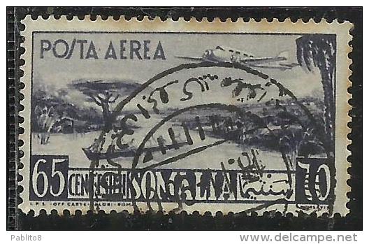 SOMALIA AFIS 1950 - 1951 POSTA AEREA AIR MAIL VEDUTA VIEW CENT. 65 C USATO USED OBLITERE´ - Somalia (AFIS)